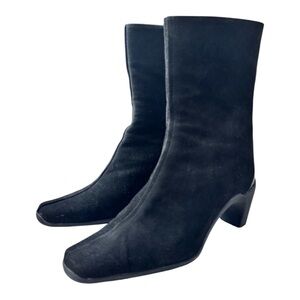 Aquatalia Julie-S Black Suede Weatherproof Ankle Boots Size 9 Italy